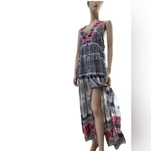 rococo sand maxi dress  
Bohemian Blue and Red Maxi Dress